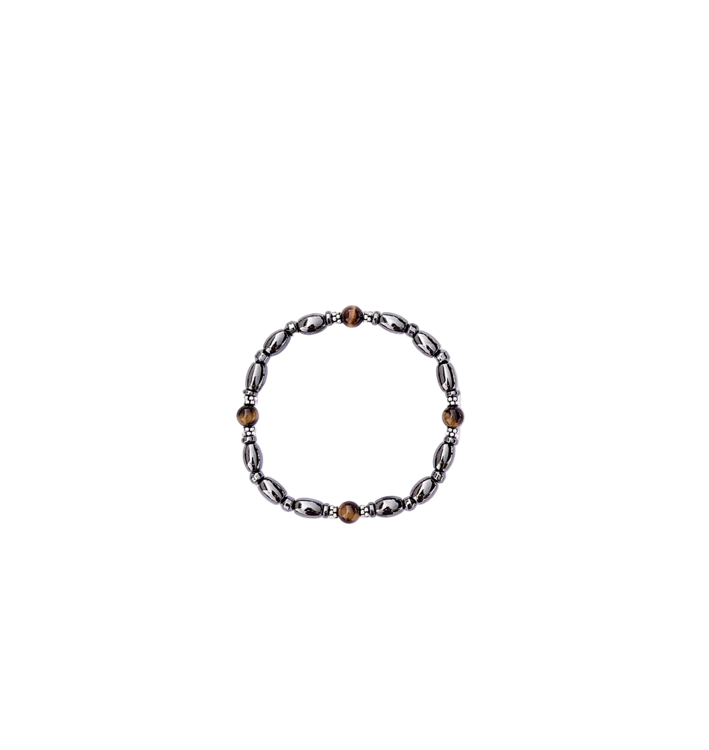 Round Tiger Eye Magnetic Bracelet with Sterling Silver