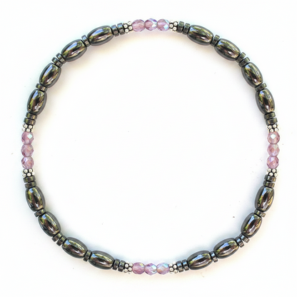 Czech Crystal Magnetic Ankle Bracelet with Sterling Silver