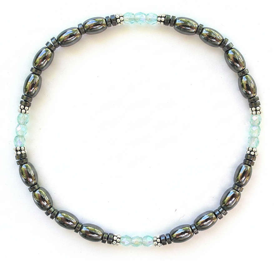 Czech Crystal Magnetic Ankle Bracelet with Sterling Silver