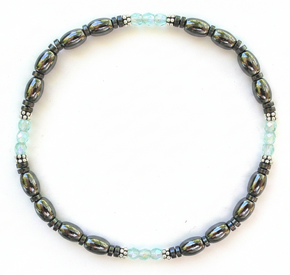 Czech Crystal Magnetic Ankle Bracelet with Sterling Silver