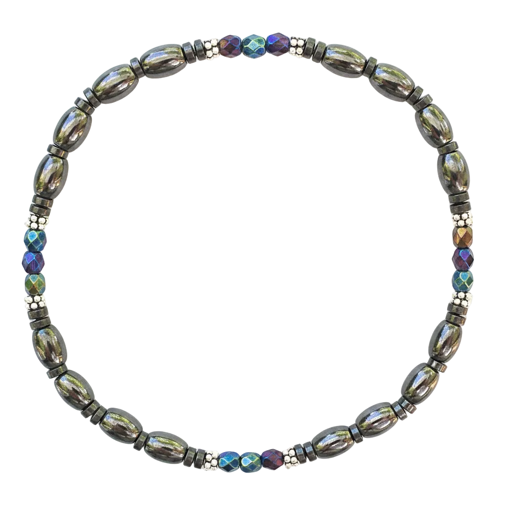 Czech Crystal Magnetic Ankle Bracelet with Sterling Silver