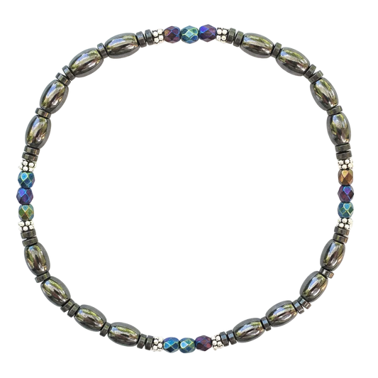Czech Crystal Magnetic Ankle Bracelet with Sterling Silver