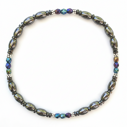 Czech Crystal Magnetic Ankle Bracelet with Sterling Silver