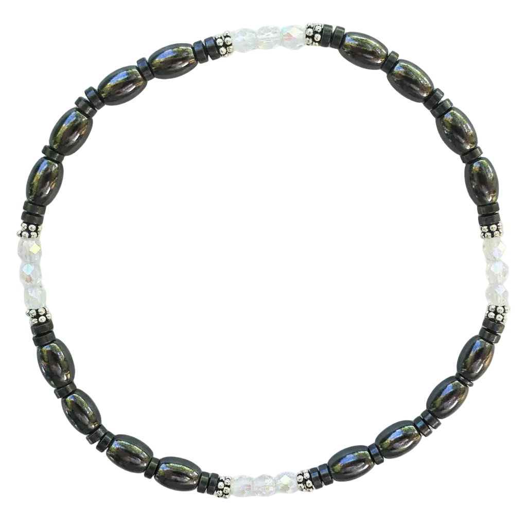Czech Crystal Magnetic Ankle Bracelet with Sterling Silver
