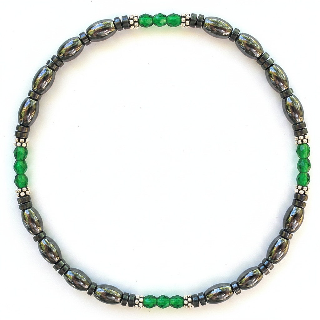 Czech Crystal Magnetic Ankle Bracelet with Sterling Silver