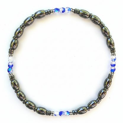 Czech Crystal Magnetic Ankle Bracelet with Sterling Silver
