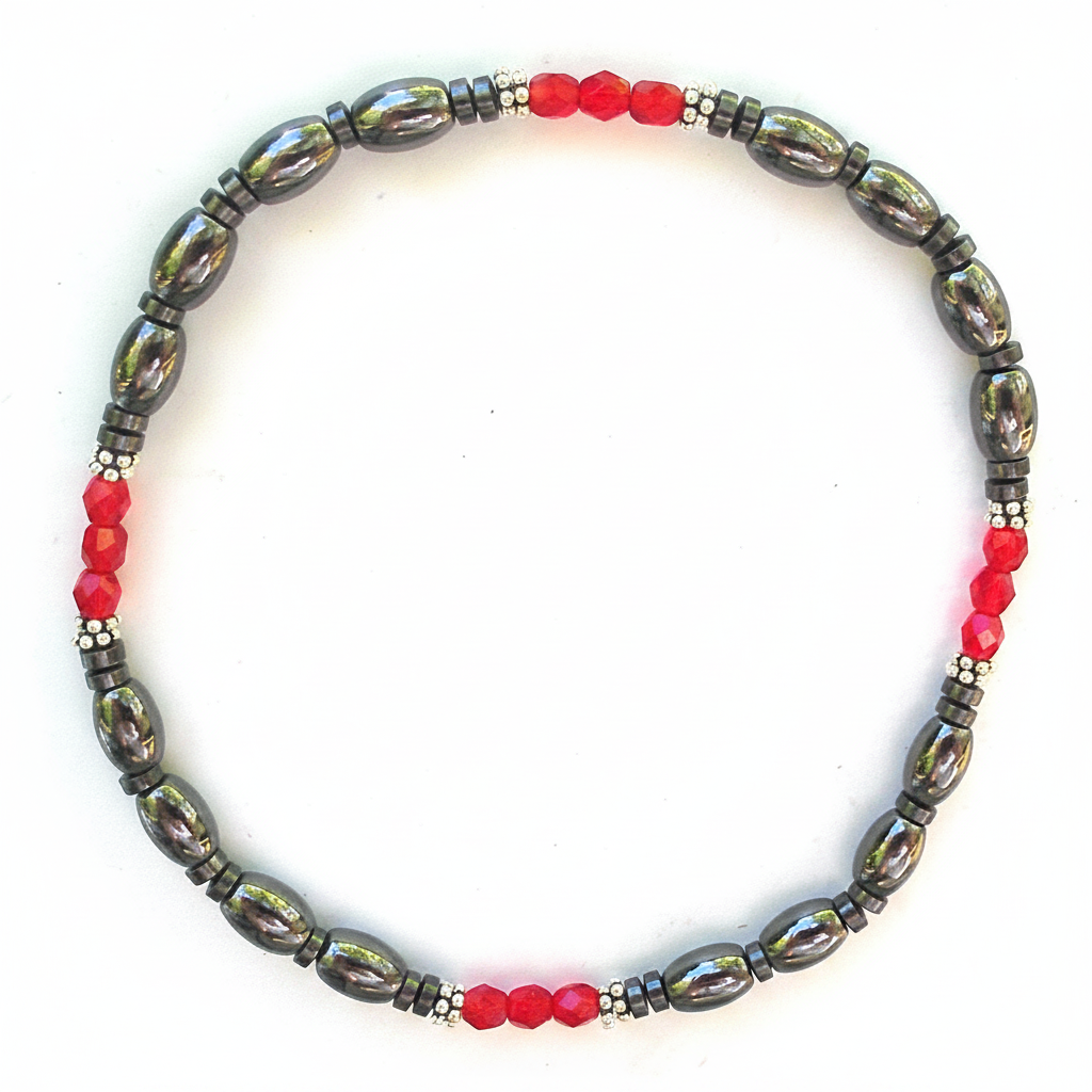Czech Crystal Magnetic Ankle Bracelet with Sterling Silver