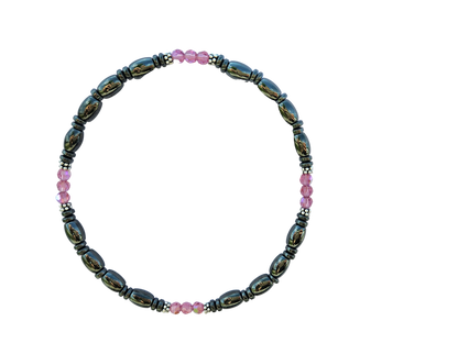 Czech Crystal Magnetic Ankle Bracelet with Sterling Silver
