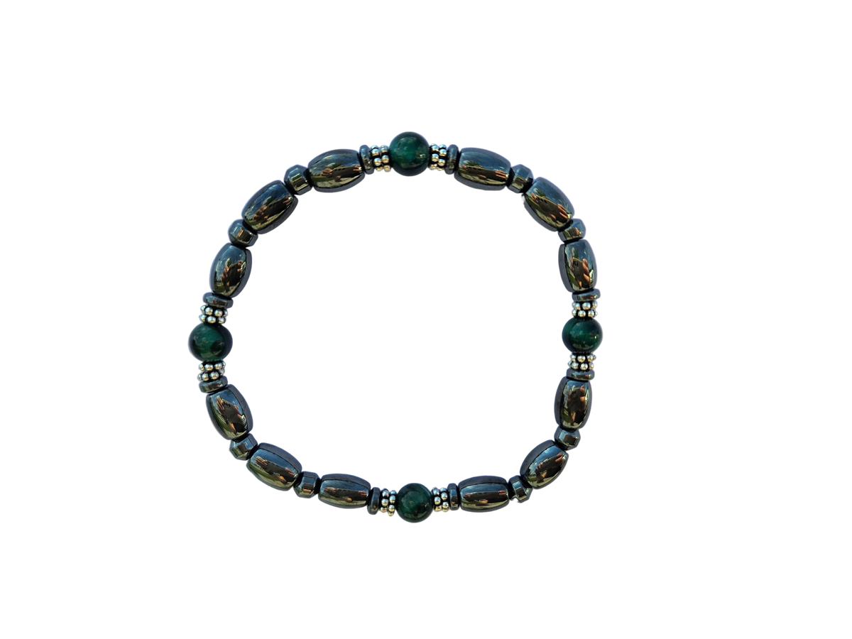 Round Tiger Eye Magnetic Bracelet with Sterling Silver