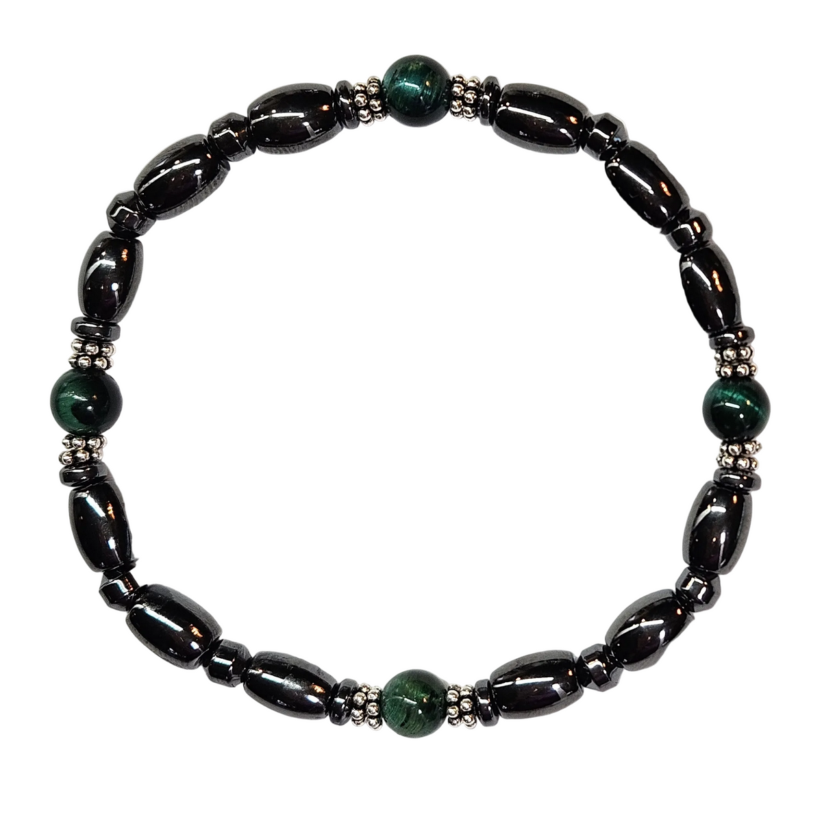 Round Tiger Eye Magnetic Bracelet with Sterling Silver