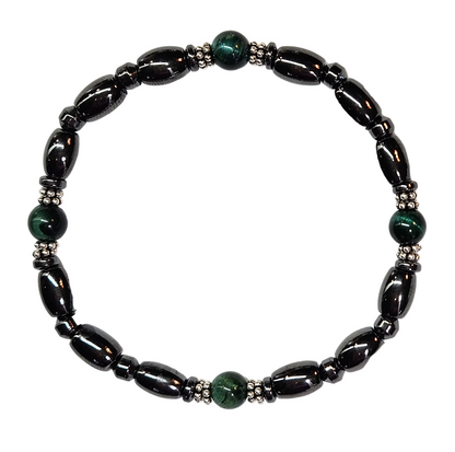 Round Tiger Eye Magnetic Bracelet with Sterling Silver