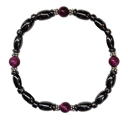 Round Tiger Eye Magnetic Bracelet with Sterling Silver