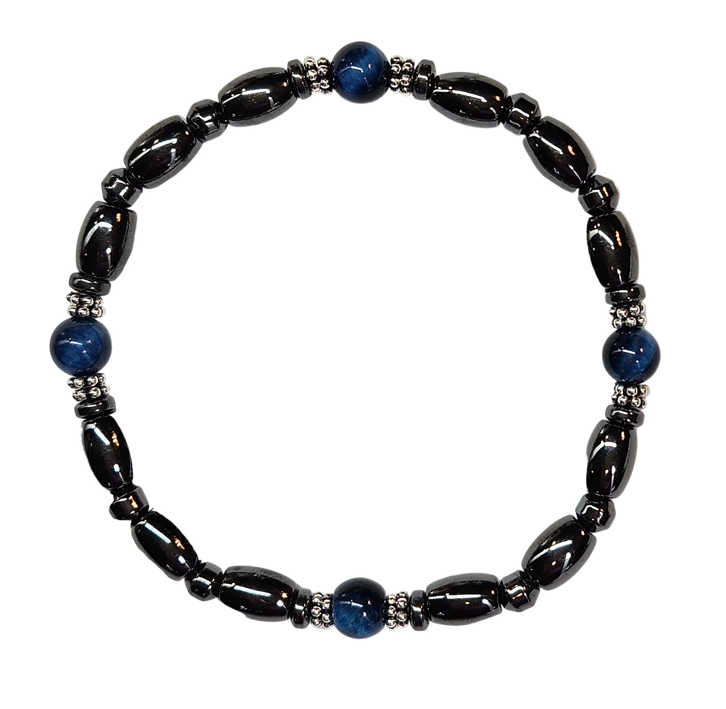Round Tiger Eye Magnetic Bracelet with Sterling Silver