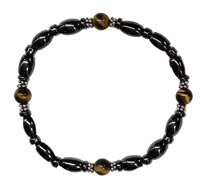 Round Tiger Eye Magnetic Bracelet with Sterling Silver