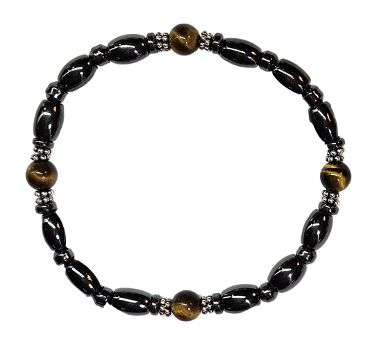 Round Tiger Eye Magnetic Bracelet with Sterling Silver