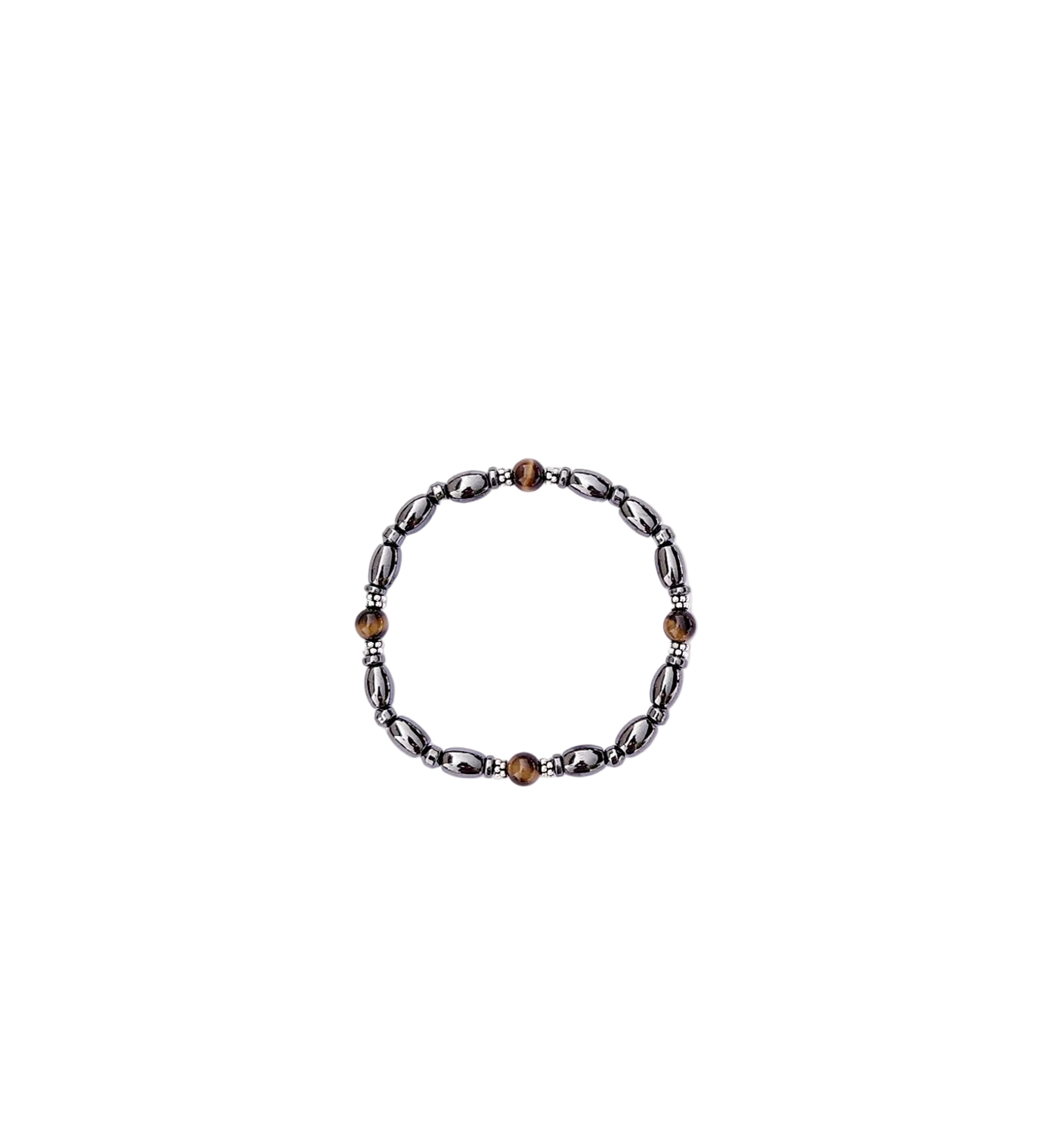 Round Tiger Eye Magnetic Bracelet with Sterling Silver
