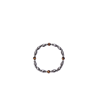 Round Tiger Eye Magnetic Bracelet with Sterling Silver