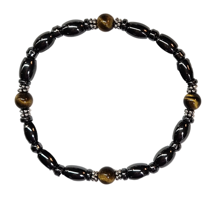 Round Tiger Eye Magnetic Bracelet with Sterling Silver