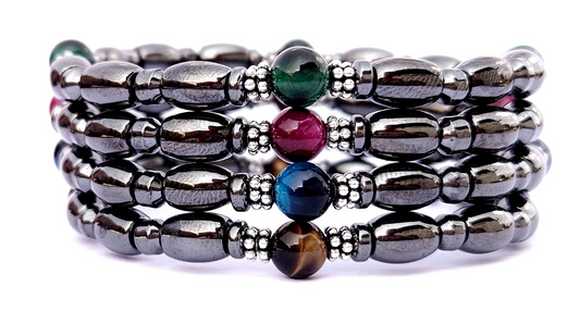 Round Tiger Eye Magnetic Bracelet with Sterling Silver