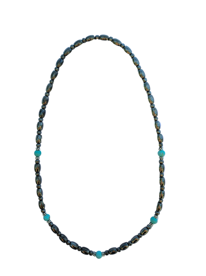 Round Turquoise Stone Magnetic Necklace with Sterling Silver