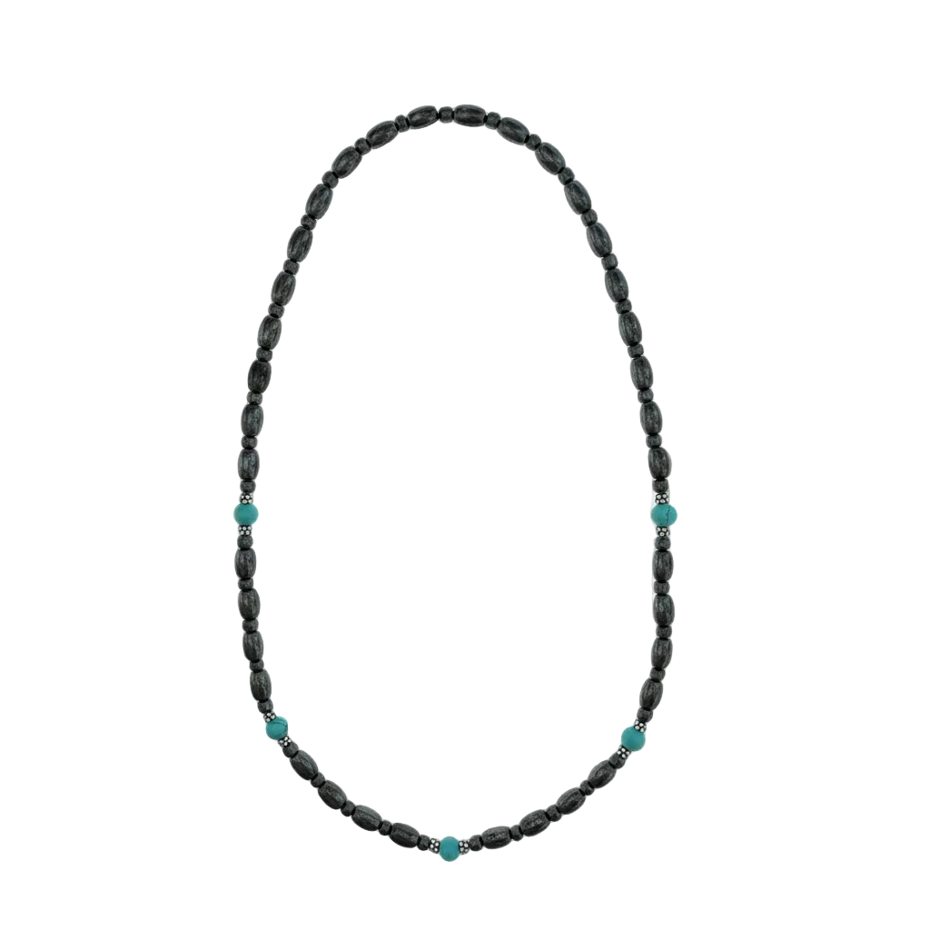 Round Turquoise Stone Magnetic Necklace with Sterling Silver