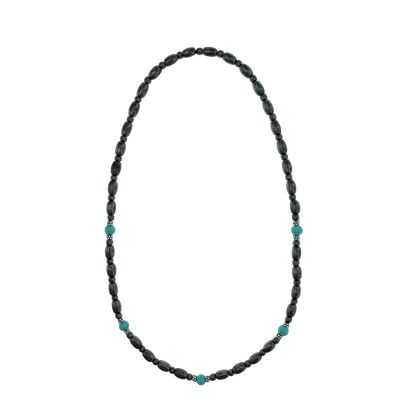 Round Turquoise Stone Magnetic Necklace with Sterling Silver