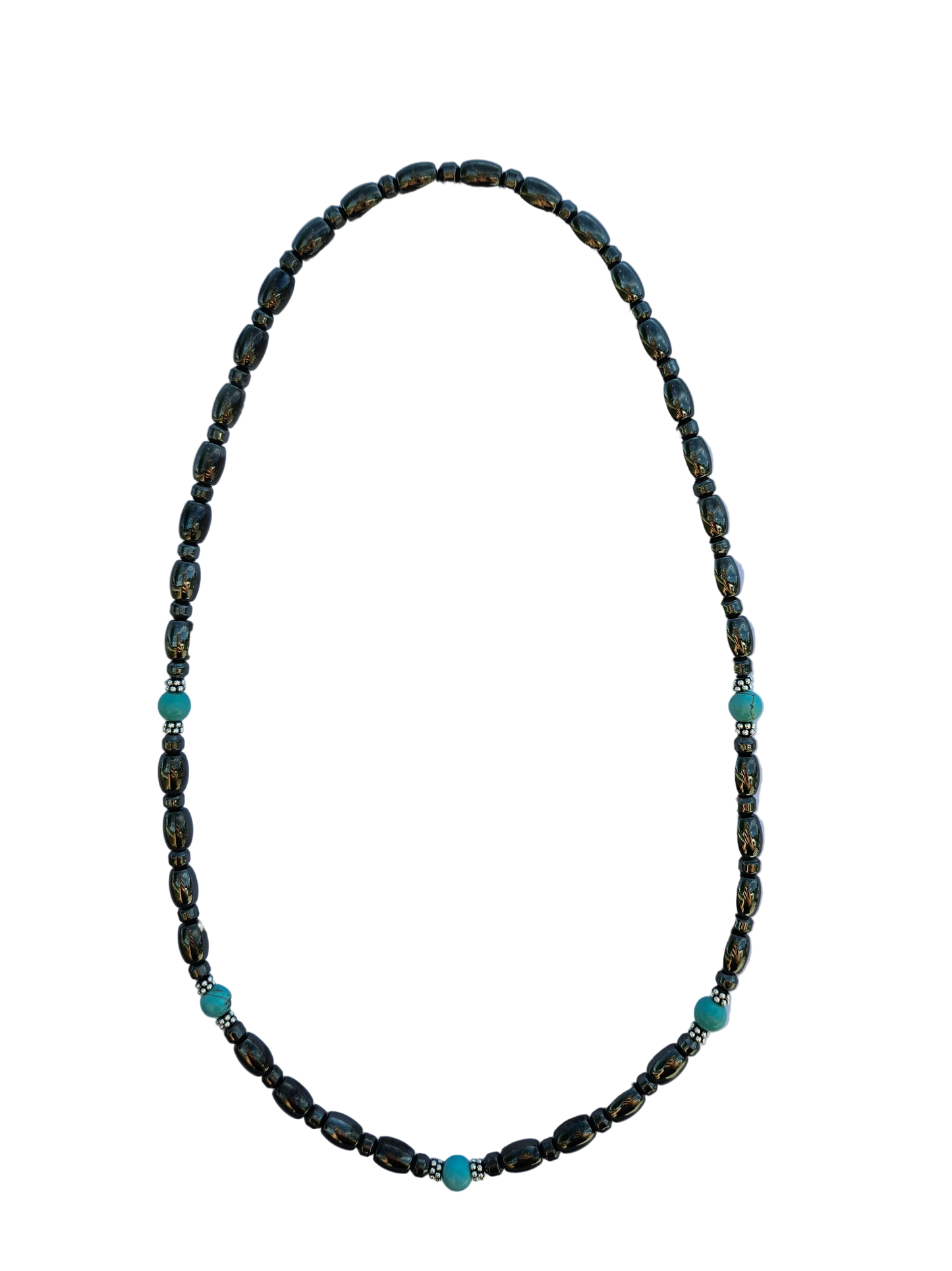 Round Turquoise Stone Magnetic Necklace with Sterling Silver