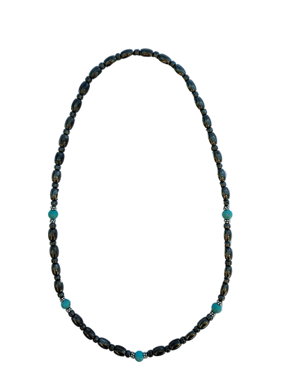 Round Turquoise Stone Magnetic Necklace with Sterling Silver