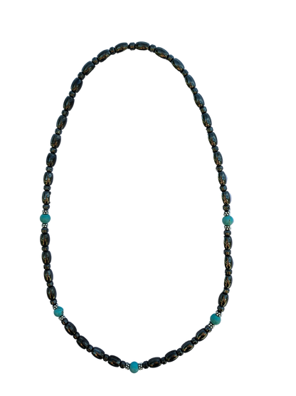 Round Turquoise Stone Magnetic Necklace with Sterling Silver